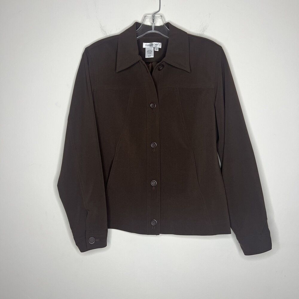 Coldwater Creek Women’s Shacket Size XS Brown Button Up Stretch Career Office